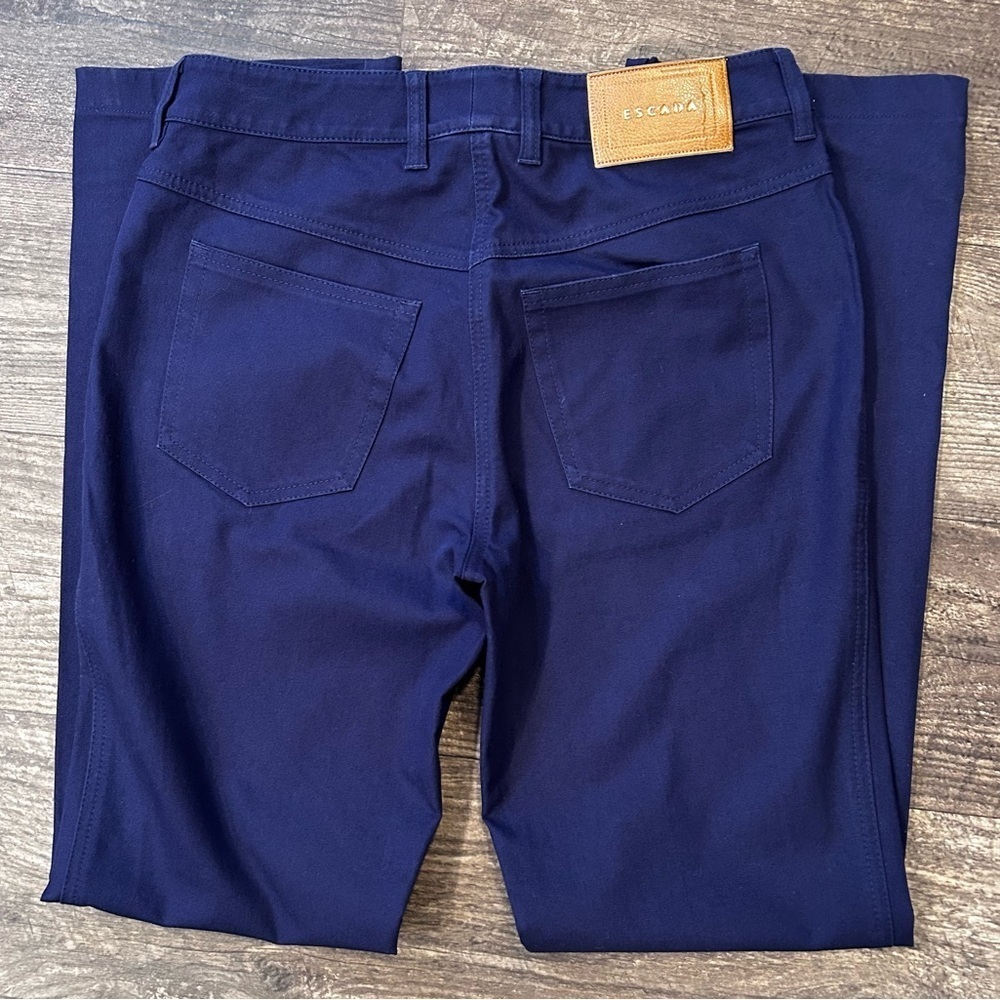 Escada Pants Chino Navy Blue Cotton Blend Straight Leg Women's Sz 36 (US S) - Picture 11 of 12